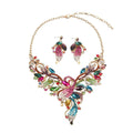Women Costume Jewelry Sets Rhinestone Crystal Bib Chunky Collar Statement Necklace and Earing