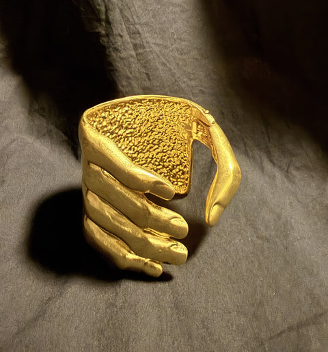 Gold Sculptural Cuff Bracelet | Statement Open Cuff | Modern Minimalist Gold Bangle | Organic Chunky Bracelet