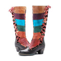 CrazycatZ Womens Leather  Knee High Boots Patterned Long Boots Vintage Boots Multi Color