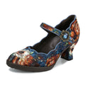 CrazycatZ Women's Leather Mary Jane Shoes Mary Jane Colorful Leather Oxfords Vintage Leather Pumps Blue Floral