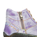 CrazycatZ Womens Leather Ankle Boots Colorful Stitching Sport Boots Purple