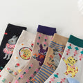 Womens Animal Print Socks  Funky Cats Dog Socks Novelty Crew Socks 5 Pairs
