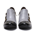 CrazycatZ Leather Pumps,Womens Colorful Vintage Block Heel Oxford Vintage Shoes Pumps Buttoned Deco Grey