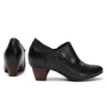 CrazycatZ Leather Pumps,Womens Colorful Vintage Block Heel Oxford Vintage Shoes Pumps Buttoned Deco Black