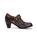 CrazycatZ Leather Pumps,Women  Vintage Block Heel Oxford Vintage Shoes Color Blocking Oxford Shoes Dark Red