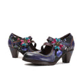 CrazycatZ Women's Leather Mary Jane Shoes Vintage Colorful Shoes Floral Mary Jane Shoes Purple