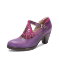 CrazycatZ Women's Leather Mary Jane Shoes Mary Jane Colorful Leather Oxfords Vintage Purple