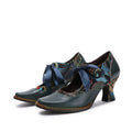 CrazycatZ Women's Leather Mary Jane Shoes Mary Jane Colorful Leather Oxfords Vintage Navy