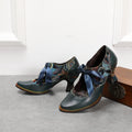 CrazycatZ Women's Leather Mary Jane Shoes Mary Jane Colorful Leather Oxfords Vintage Navy