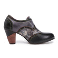 CrazycatZ Leather Pumps,Womens Colorful Vintage Block Heel Oxford Vintage Shoes Pumps Black