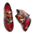 CrazycatZ Leather Pumps,Womens Colorful Vintage Block Heel Oxford Vintage Shoes Pumps Red