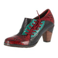 CrazycatZ Leather Pumps,Women  Vintage Block Heel Oxford Vintage Shoes Color Blocking Oxford Shoes Red Wine