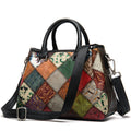 Women's Leather Bohemian Shoulder Bags Cross Body Tote Handbags Patchwork Messager Bag