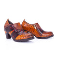 CrazycatZ Leather Pumps,Womens Colorful Vintage Block Heel Oxford Vintage Shoes Brown