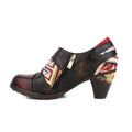 CrazycatZ Leather Pumps,Womens Colorful Vintage Block Heel Oxford Vintage Shoes Pumps Dark