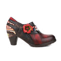 CrazycatZ Leather Pumps,Womens Colorful Vintage Block Heel Oxford Vintage Shoes Pumps Dark