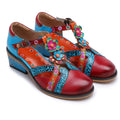 CrazycatZ Women's Leather Mary Jane Shoes Mary Jane Colorful Leather Oxfords Vintage