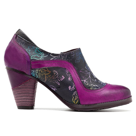 CrazycatZ Leather Pumps,Women  Vintage Block Heel Oxford Vintage Shoes Color Blocking Oxford Shoes Hot Pink