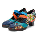 CrazycatZ Women's Leather Mary Jane Shoes Mary Jane Colorful Leather Oxfords Vintage