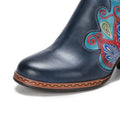 CrazycatZ Leather Pumps,Women  Vintage Block Heel Oxford Vintage Shoes Floral Oxford Shoes Blue