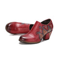 CrazycatZ Leather Pumps,Women  Vintage Block Heel Oxford Vintage Shoes Floral Oxford Shoes Red