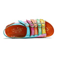 CrazycatZ Leather WedgedRoman Sandals,Women Leather Bohemian Colorful Floral Sandal