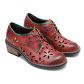CrazycatZ Women's Leather Oxford Shoes Perforated Wingtip Colorful Leather Oxfords Shoes Red