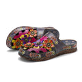 CrazycatZ Leather Clogs,Women Leather Bohemian Colorful Slide Sandal Mules 0903