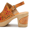 CrazycatZ Leather Block Heel Roman Sandals,Women Leather Bohemian Colorful Sandal Orange