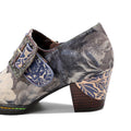 CrazycatZ Leather Pumps,Womens Colorful Vintage Block Heel Oxford Vintage Shoes Pumps Grey