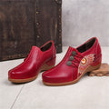 CrazycatZ Leather Pumps,Women  Vintage Wedged Oxford Vintage Shoes Floral  Oxford Shoes Red