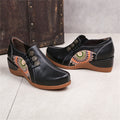 CrazycatZ Leather Pumps,Women  Vintage Wedged Oxford Vintage Shoes Floral  Oxford Shoes Black