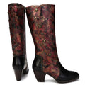 CrazycatZ Womens Leather  Knee High Boots Patterned Long Boots Vintage Boots
