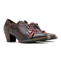 CrazycatZ Leather Pumps,Womens Colorful Vintage Block Heel Oxford Vintage Shoes Pumps Dark Red