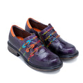 CrazycatZ Women's Leather Oxford Shoes Perforated Lace-up Wingtip Multicolor Leather Oxfords Vintage Oxford Shoes Dark Purple