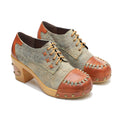 CrazycatZ Leather Pumps,Womens Colorful Vintage Block Heel Oxford Vintage Shoes Pumps 302
