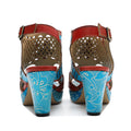 CrazycatZ Leather Block Heel Roman Sandals,Women Leather Bohemian Colorful Sandal 1002