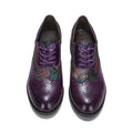 CrazycatZ Women's Leather Oxford Shoes Colorful Leather Oxfords Vintage Lace up Shoes Purple