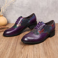 CrazycatZ Women's Leather Oxford Shoes Colorful Leather Oxfords Vintage Lace up Shoes Purple