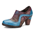 CrazycatZ Leather Pumps,Women  Vintage Block Heel Oxford Vintage Shoes Color Blocking Oxford Shoes Light Blue
