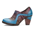 CrazycatZ Leather Pumps,Women  Vintage Block Heel Oxford Vintage Shoes Color Blocking Oxford Shoes Light Blue