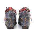 CrazycatZ Leather Pumps,Womens Colorful Vintage Block Heel Oxford Vintage Shoes Pumps 304