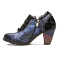 CrazycatZ Leather Pumps,Women  Vintage Block Heel Oxford Vintage Shoes Colorful Lace Trim Chunky Heels Pumps Blue