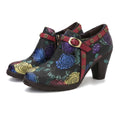 CrazycatZ Leather Pumps,Women  Vintage Block Heel Oxford Vintage Shoes Color Blocking Oxford Shoes 268B