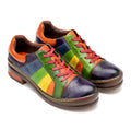 CrazycatZ Women's Leather Oxford Shoes Colorful Leather Oxfords Vintage Shoes 503