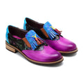 CrazycatZ Women's Leather Oxford Shoes Perforated Wingtip Colorful Leather Oxfords Vintage